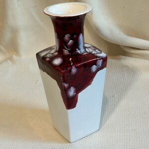 Vintage Elegant Red and White Ceramic Vase